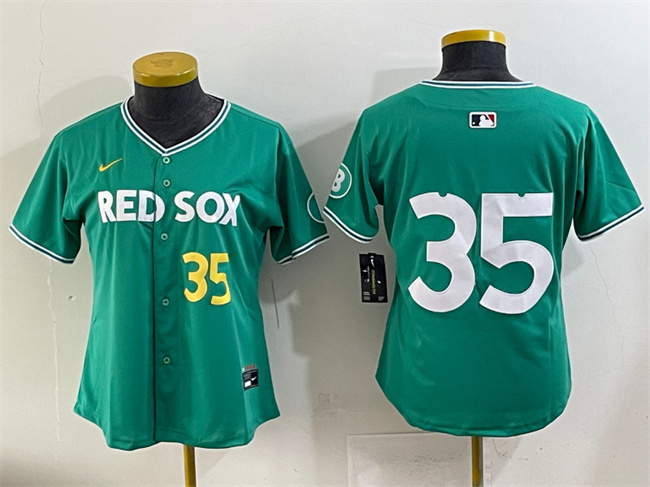 Women's Green Boston Red Sox #35 Garrett Crochet 2025 City Connect Limited Stitched Baseball Jersey(Run Small)